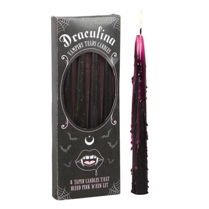 Set of 4 Pink Vampire Tears Taper Candles - Image 2