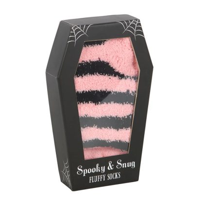 Pink and Black Striped Socks in Coffin Gift Box - Image 2
