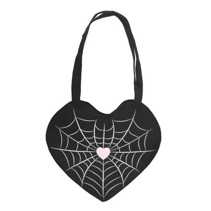 Spiderweb Heart Satin Tote Bag - Image 2