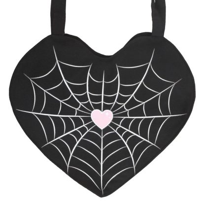 Spiderweb Heart Satin Tote Bag - Image 3