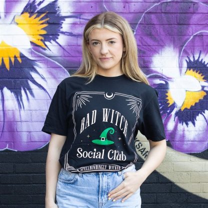 Green Bad Witch Social Club Unisex T-shirt Size L - Image 2