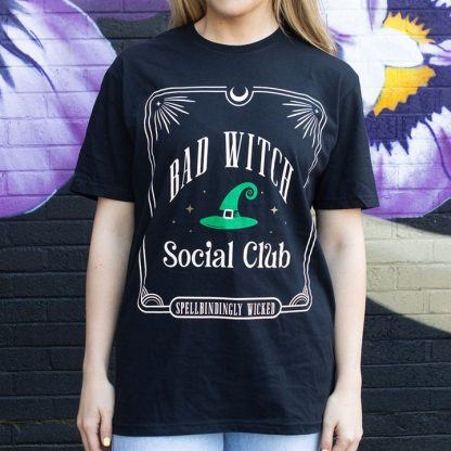 Green Bad Witch Social Club Unisex T-shirt Size M - Image 3
