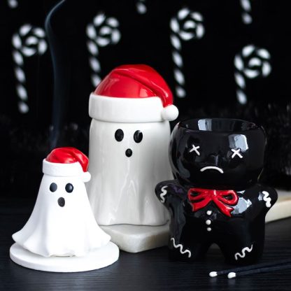 Ghost with Santa Hat Tealight and Incense Cone Holder - Image 6