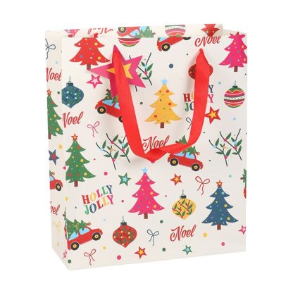 23cm Nostalgic Christmas Print Gift Bag - Image 2