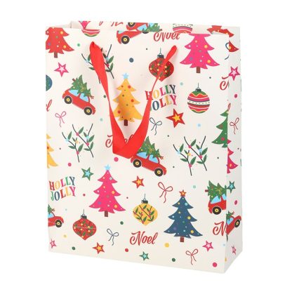 23cm Nostalgic Christmas Print Gift Bag - Image 4