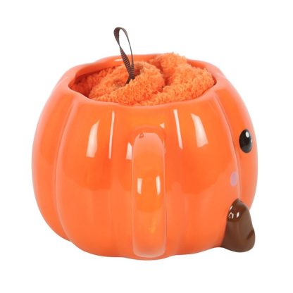 Cute Smiling Pumpkin Mug and Socks Set - Image 3