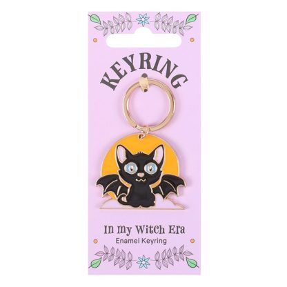 In My Witch Era Bat Cat and Moon Enamel Keyring - Image 2