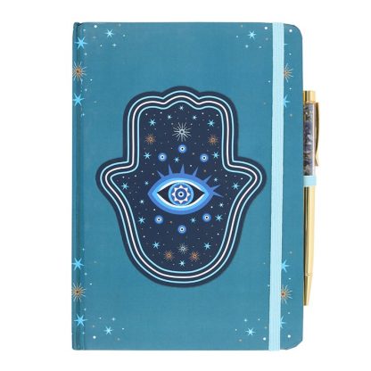 Hand of Hamsa A5 Notebook with Crystal Chip Pen - Image 2