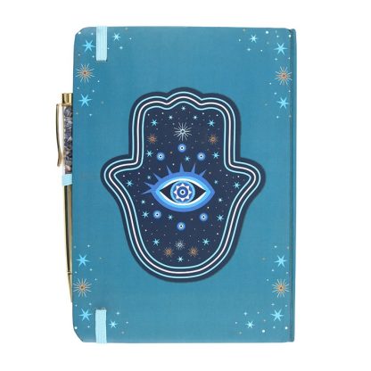 Hand of Hamsa A5 Notebook with Crystal Chip Pen - Image 3