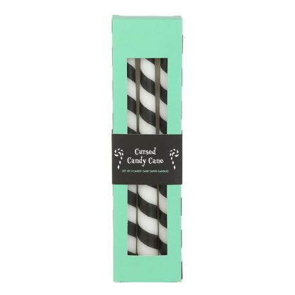 Set of 3 Black Candy Cane Taper Candles - Image 2