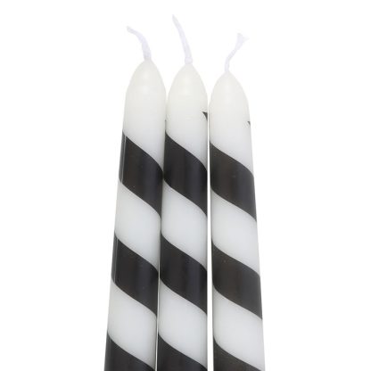 Set of 3 Black Candy Cane Taper Candles - Image 4