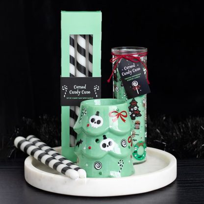 Set of 3 Black Candy Cane Taper Candles - Image 5