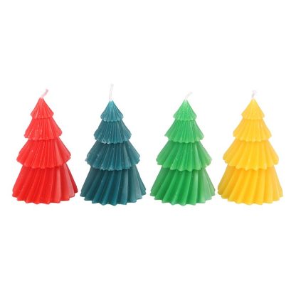 Set of 4 Colourful Christmas Tree Candles - Image 2
