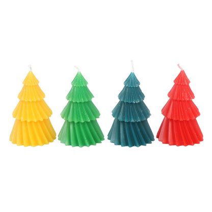 Set of 4 Colourful Christmas Tree Candles - Image 3
