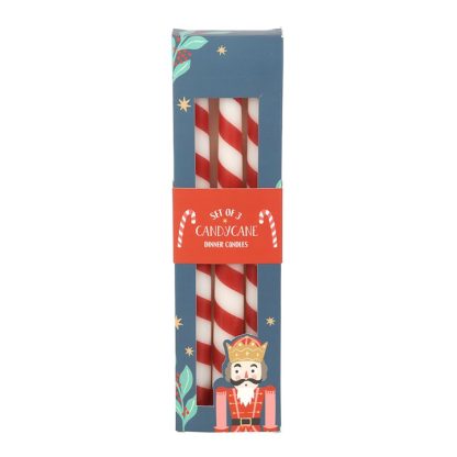 Set of 3 Candy Cane Stripe Taper Candles - Image 2