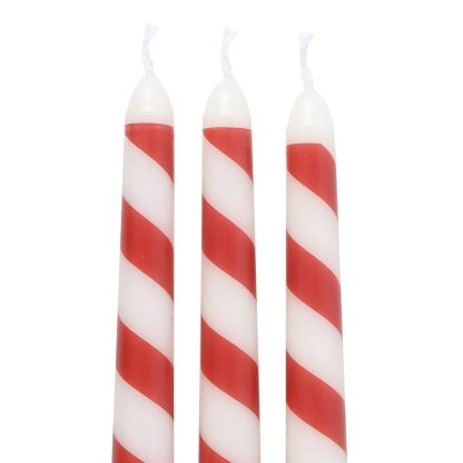 Set of 3 Candy Cane Stripe Taper Candles - Image 4