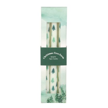 Set of 3 White Fir Tree Taper Candles - Image 2