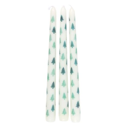 Set of 3 White Fir Tree Taper Candles - Image 3