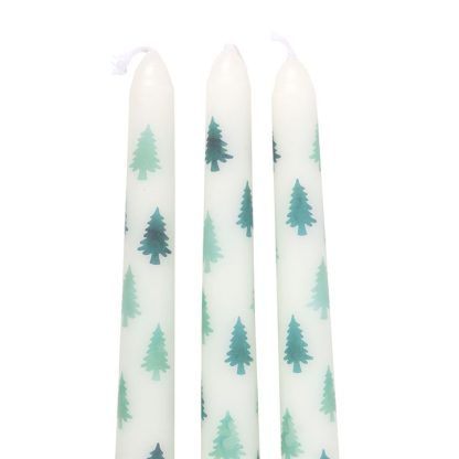 Set of 3 White Fir Tree Taper Candles - Image 4