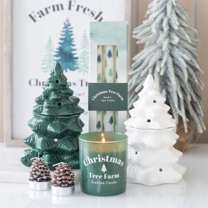 Set of 3 White Fir Tree Taper Candles - Image 5
