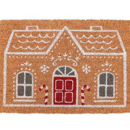 Natural Candy Cane Gingerbread House Doormat - Image 3