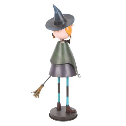 Metal Witch Ornament with Broom - Image 4
