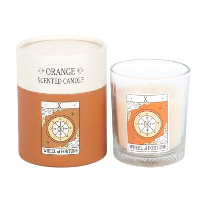 The Wheel of Fortune Vintage Tarot Orange Candle - Image 2