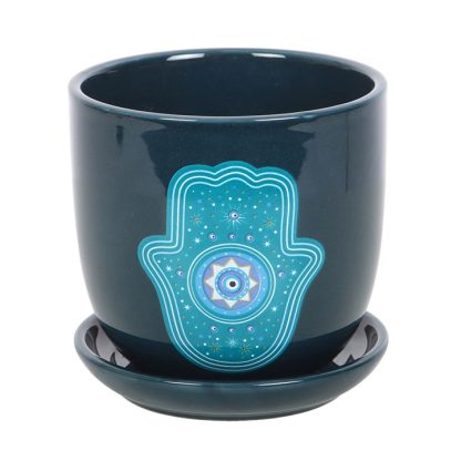 Hand of Hamsa Ceramic Plant Pot - Image 2