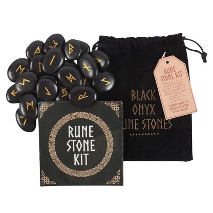 Set of 25 Black Onyx Viking Rune Stones - Image 2